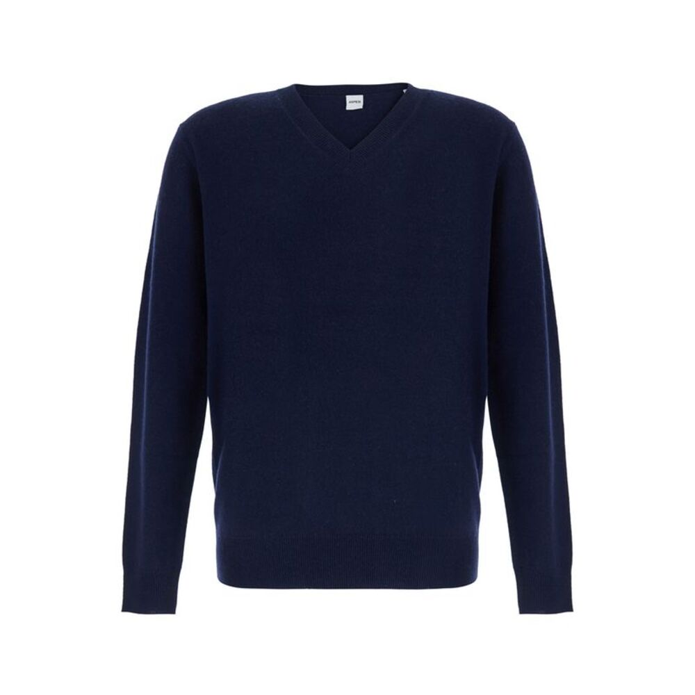Aspesi Men Blue V-Neck Sweater In Wool And Cashmere For Men